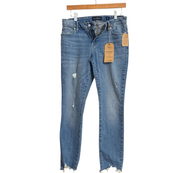 NWT Lucky Brand Ankle Cropped Jeans with Distressed Hem Size 6 - Picture 1 of 10